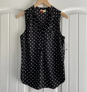 Neu ohne Etikett ModCloth About Scranton ärmelloses Damenoberteil Inbrunst gepunktet Größe S - Bild 1 von 11