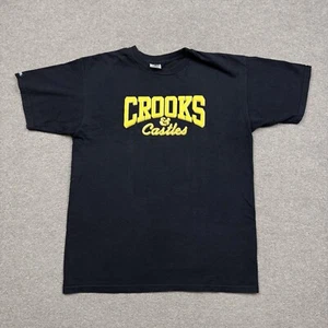 Crooks And Castles Mens Shirt Black M Short Sleeve Spell Out Logo Streetwear Y2k - Picture 1 of 7