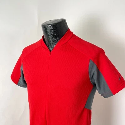 Nike Sphere Dry Cycling Jersey Shirt 3/4 Zip Back Pockets Size Large Red/Gray - Image 1 of 4