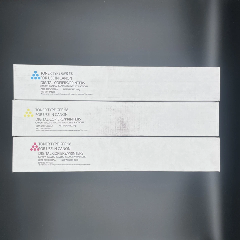 Juego de cartuchos de tóner compatibles con Canon GPR-58 YCM para C256iF II C356iF III Foto 1 de 2