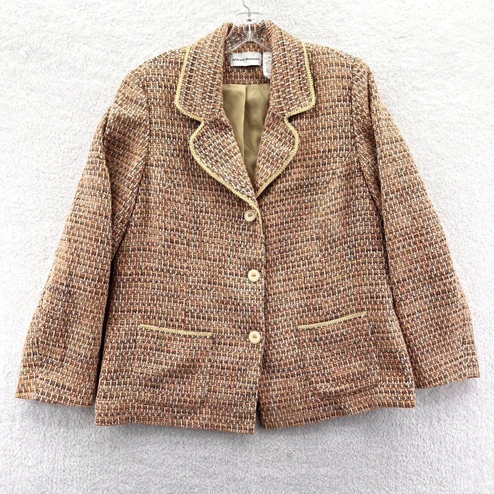 Chaqueta Blazer Alfred Dunner Mujer Talla 12 Marrón 40x28 Traje Abrigo Abotonado Top Foto 1 de 4