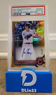 2022 BOWMAN DRAFT CHROME JOE LAMPE GOLD REFRACTOR AUTO #/50 CDA-JL PSA 10 - Image 1 of 2