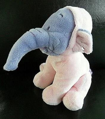 *. DOUDOU PELUCHE NICOTOY DISNEY LUMPY ELEPHANT mauve capuche rose 16cm ET NEUF* - Photo 1/3