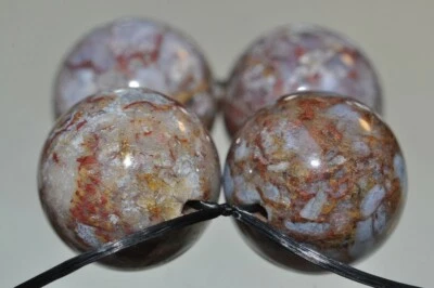 4 Pieces 14mm Golden RED PIETERSITE Large Round Beads - A1285 - Image 1 of 4