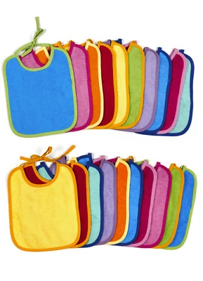 KIGATEX 20 x Lätzchen Frottee zum Binden 25 x 30 cm bunt sortiert