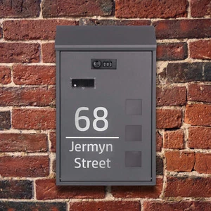 Wall Mounted Post Box Personalised Black Letterbox with Combination Lock UK - Picture 1 of 14