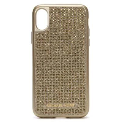 Nuevo Michael Kors Diamante Tachonado iPhone X Funda Teléfono Cubierta Dorado Foto 1 de 4