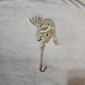 Kokopelli Wall Art Metal Sculpture and Hook Music Man Southwestern Decor 8" x 3" - Picture 1 of 5