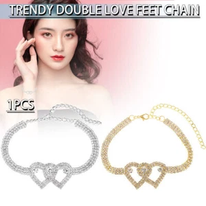 1 Pieza Nueva Moda Ajustable Doble Corazón Tobillera para Mujer Pie Cadena Joyería - Imagen 1 de 12