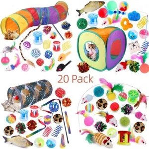 Katzenspielzeug Set 20 Teile Katzen Spielzeug inkl. Angel Feder Ball Maus Bälle