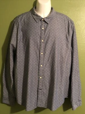 Camisa azul manga longa nova com etiquetas US$ 80 Nautica masculina slim fit botão XXL 2XL nova - Imagem 1 de 4