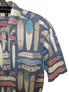 REYN SPOONER 1/4 Button Shirt Surf Board Print Mens Size XL Hawaiian Multi-Color - Picture 1 of 15