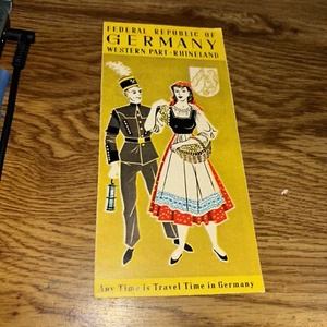 República Federal de Alemania Parte Occidental Renania Vintage Folleto de Viaje Mapa - Imagen 1 de 4