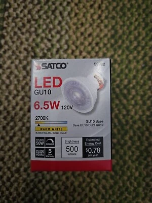 Satco S9382  6.5W LED MR16 GU10 Base 40' Beam Spread 2700K 120V Light Bulb - NEW - Image 1 of 4