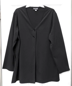 DIANE VON FURSTENBERG LONG SLEEVED BLACK V-NECK KNIT JACKET   Size L - Picture 1 of 4