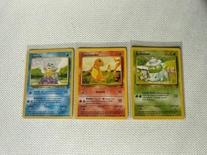 Bulbasaur Charmander Squirtle Starter Pokemon Cards - Base Set 2 - Picture 1 of 6