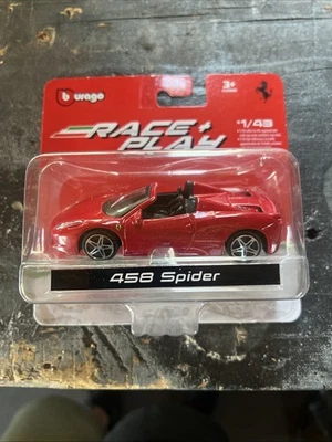 Race & Play 458 Ferrari Spider Rojo Escala 1:43 Burago Edades 3 en adelante Nuevo ¡Envío Gratis! Foto 1 de 2