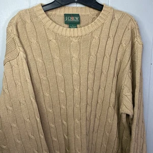 VTG J Crew Oarsman Knit Sweater Mens Large Beige Cable 90s Y2K 24x28 - Picture 1 of 9