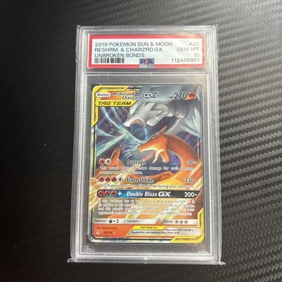 Pokémon TCG Reshiram & Charizard GX Unbroken Bonds 20/214 Sun & Moon PSA 10 - Image 1 of 2