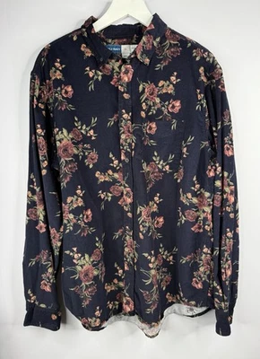 Camisa Old Navy Para Mujer XL Everyday Floral Pana Calce Regular Azul Marino Cottagecore Foto 1 de 4
