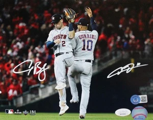 Yuli Gurriel/Alex Bregman Signed Astros 8x10 Celebration Photo-JSAW/BeckettWHolo - Picture 1 of 10