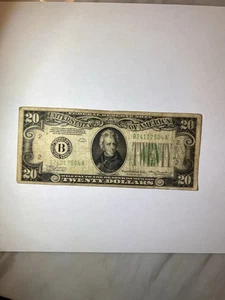 1934 $20 Dollar Federal Reserve Note Cleveland Ohio Green Seal D12648349A - Picture 1 of 2