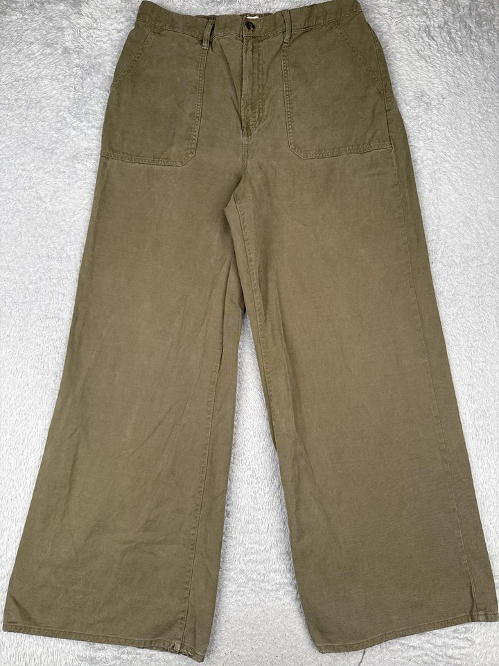 a.n.a A New Approach Pants Womens 16 Olive Green Wide Leg Utility Tencel Blend - Image 1 of 4