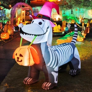 Inflables de Halloween de 5,5 pies decoraciones al aire libre esqueleto cachorro patio inflable - Imagen 1 de 4