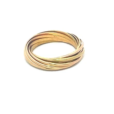 Gold 18k Multi-Ring Band Yellow & Rose Gold 10 Wire Band Interlaced Size 6 - Image 1 of 4