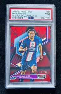 2022-23 Topps Finest UEFA Marquinhos Red Black Vaporwave Refractor #/10 PSA 9 - Picture 1 of 2