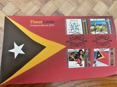 Juego de 4 sellos de portada primer día 2002 FDC - Independencia de Timor Oriental Foto 1 de 2