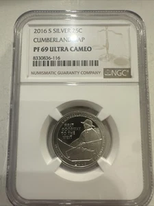 2016-S PF69 Silver Quarter Cumberland Gap NGC - Picture 1 of 2