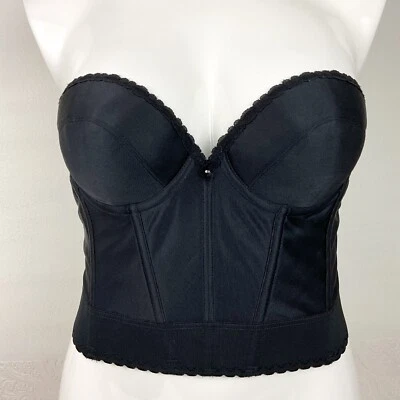 Vintage Adonna 70s black bustier 38B womens shapewear lingerie top - Image 1 of 4