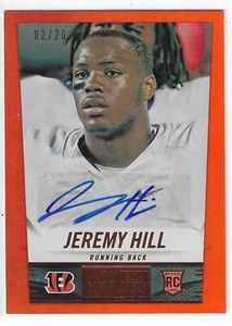 2014 SCORE JEREMY HILL HOT ROOKIES ORANGE PRIZM AUTO RC #383 BENGALS 02/20 - Picture 1 of 2