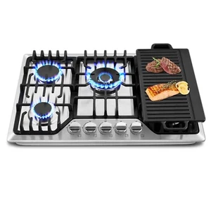 30 inch Kitchen Gas Cooktop 5 burners NG/LPG Dual Fuel Stainless Steel Gas Hob - Picture 1 of 12