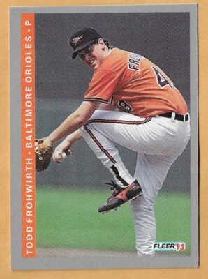 TODD FROHWIRTH BALTIMORE ORIOLES #166 - FLEER NM-MT 1993 - Image 1 of 2