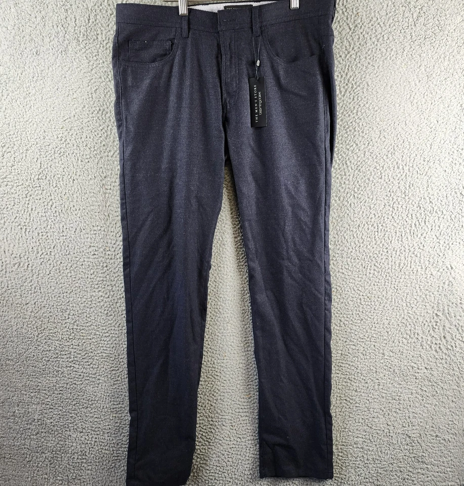 The Men's Store at Bloomingdale's Flannel Tailored Fit Pants Men's 34Wx34L Navy - Image 1 of 4