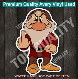 GRUMPY DWARF FLIPPING THE BIRD THE FINGER DECAL STICKER FUNNY HOT ROD STICKERS - Bild 1 von 1