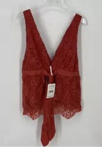 Free People Chante Bohemian Scalloped Hem Lace Sleeveless V-neck Women’s Top S - Picture 1 of 11
