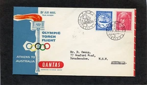 (7279) STAMPS 1956 COVER GREECE 2 AUSTRALIA FLIGHT CARRYING OLYMPIC FLAME - Picture 1 of 2