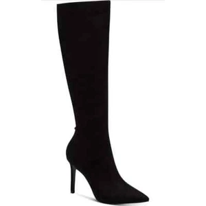 INC Women’s Rajel Faux Suede Tall Knee-High Boots Black New - Picture 1 of 4