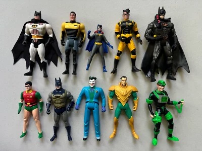 10 Batman 4" Figures - Bruce Wayne Robin Joker Riddler - Animated & Movies 90's - Image 1 of 4