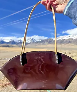 Beijo Classic Over The Moon Shoulder Handbag Designer Purse Vinyl Brown - Picture 1 of 8