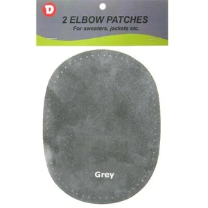 2 Natural Suede Leather Sew-On Elbow Repair Patches 4.5 x 6 in - Grey - Picture 1 of 1