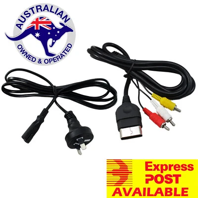 POWER CABLE + AV AUDIO VIDEO LEAD for Original Xbox Classic Console Replacement - Image 1 of 4