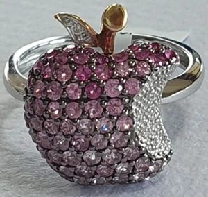 18ct 18k White & Yellow Gold Dress Ring 68=1.42ct Pink Sapphire, 13 x Diamond - Picture 1 of 9