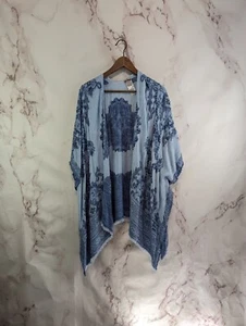Chicos Cover Up Womens One Size Blue Cardigan Beaded Swim Beach Topper - Picture 1 of 11
