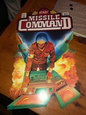 vintage c1982 die cut double sided NOS Missile Command Atari Poster bright 22/13