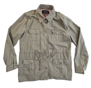 Blue Pepper Army Green Jacket Aztec Knit Back Women's Large 4 Pockets Drawstring - Picture 1 of 13