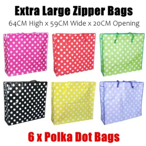 6x Extra Large Polka Dot Zipper Bag Storage Travel Organiser Home Moving Bags XL - Picture 1 of 2